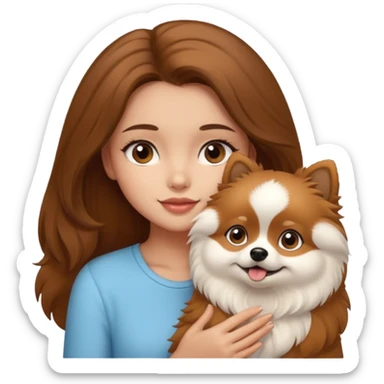 light-skinned-girl-with-brown-hair-and-brown-eyes-petting-pomeranian sticker