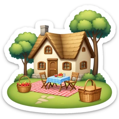 Cozy cottage Picnic basket sticker