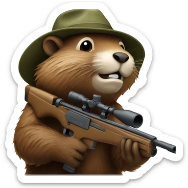 A beaver holding a sniper rifle  sticker