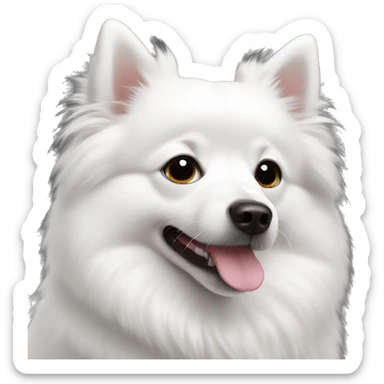 White Japanese Spitz with black eyes sticker