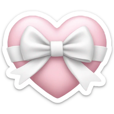 Pastel pink heart with white bow sticker