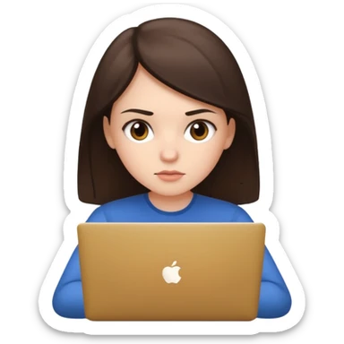 white brunette girl using laptop sticker