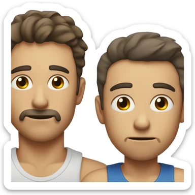 Tired son and dad after exercising  sticker