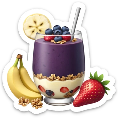 Vaso con açai, que lleve granola plátano arándanos y frutillas sticker