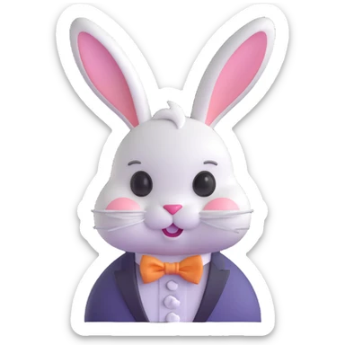 cute Easter bunny with fancy bow tie sticker