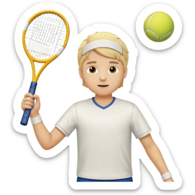 Chico  rubio bajo el sol jugando tenis sticker