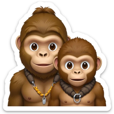 gorilla and monkey wearing tags around their necks sticker