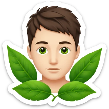 Adam, with fresh green leaves woven together sticker