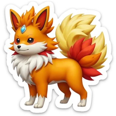 Flareon-Growlithe-Solgaleo-Zorua-fusion-hybrid, full body sticker