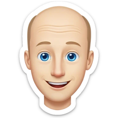 Receding hairline white male smiling portrait blue eyes long nose tongue sticking out side view sticker