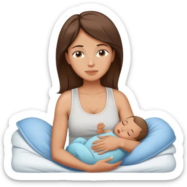 Light brunette fit mom making baby boy go to sleep sticker