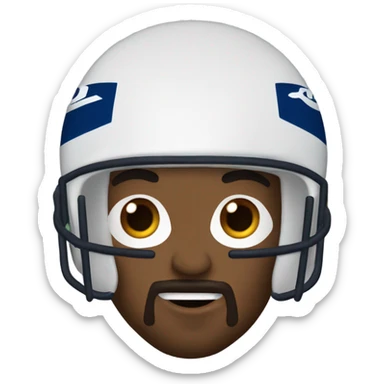 Black man with goatee & low cut beard eating a chocolate chip muffin wearing a Colts football helmet  sticker