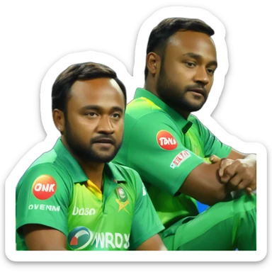 Temba Bavuma sleeping in chair and shakib al hasan seeing that in fear standing near to him sticker