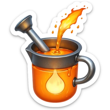 The crucible pours out metal. sticker