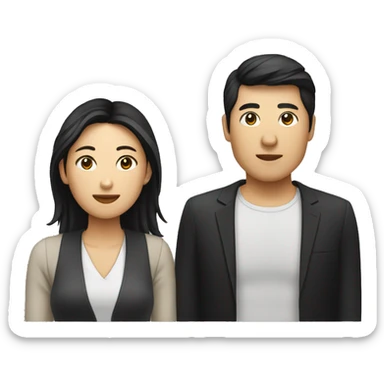 un homme noir et une femme asiatique  sticker