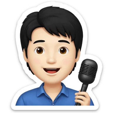 chinese man with big hair singing sticker