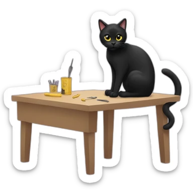 black cat filing nails sticker