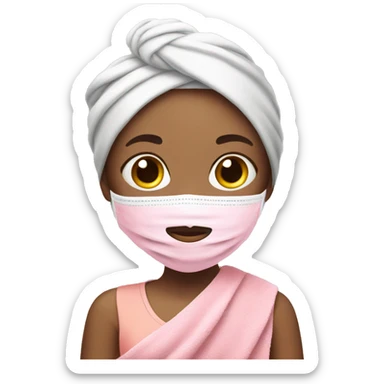 Girl with pink face mask and hairtowel sticker