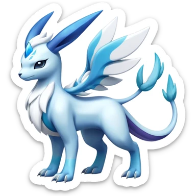 Futuristic Lugia-Suicune-Glaceon-hybrid, full body  sticker