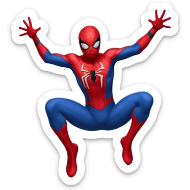 spider man flying in the city throwing web sticker