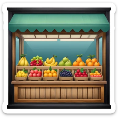 market stall full of fruits and goods inside a vintage store window sticker