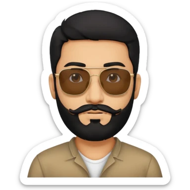 Indian man with  black hair and beard and black sunglasses sticker