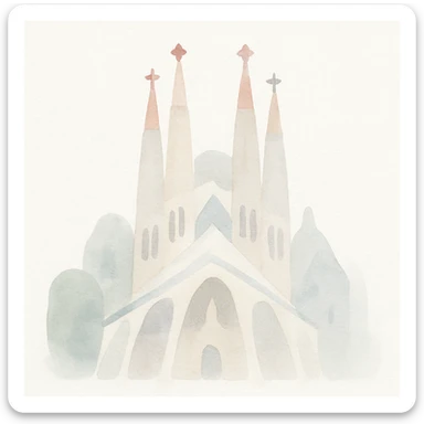 Barcelona Sagrada Familia in watercolor style sticker