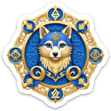 Blue Chi Roh with alpha and omega symbols sticker