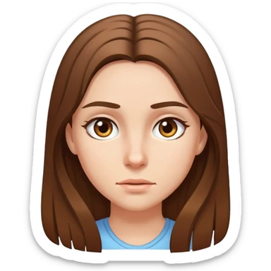 girl with long brown hair and sweat on her forehead sticker