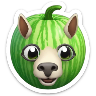 3d sphere with a cartoon unequaled melon Llama skin texture with confident eyes sticker