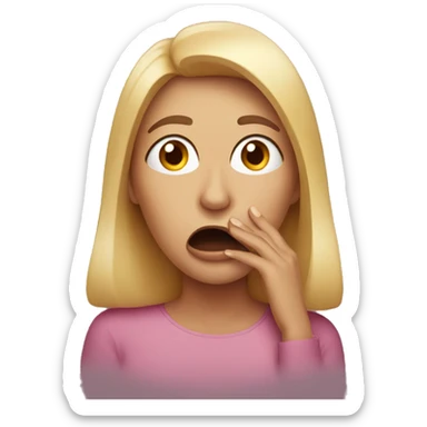 A woman shocked covering his mouth sticker