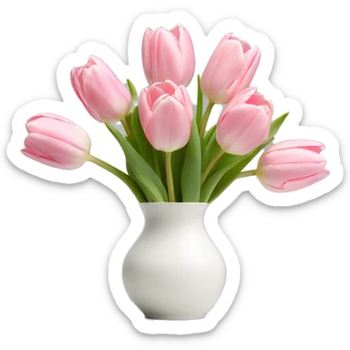 Light pink tulips in white vase sticker