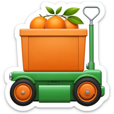 Crie uma sacola de presente nas cores laranja e verde, coloque a logo de um trator na frente da sacola sticker