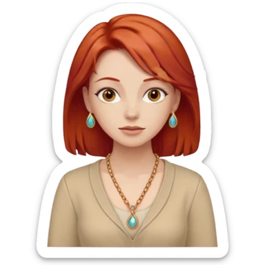 lady-in-beige-clothes-,-red-hair,-wearing-necklace sticker