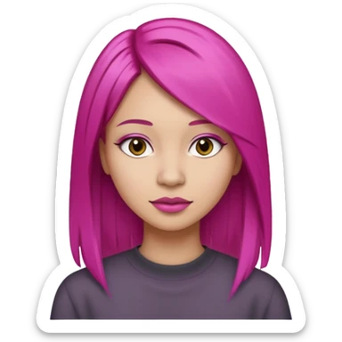 fuchsia charcoal color dyed straight hair on a woman emoji 👩🏼 sticker