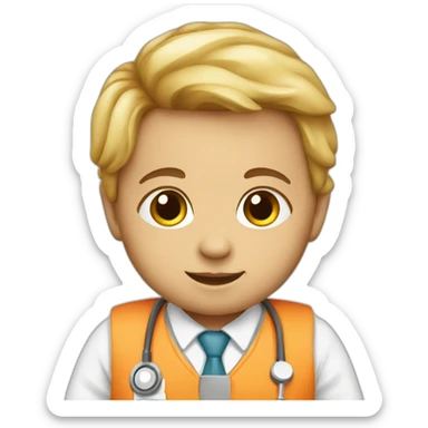 an infant with a job, doctor sticker