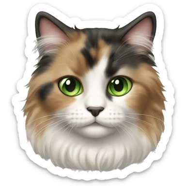 Fluffy diluted calico cat with green eyes  sticker