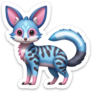 Rare realistic cool cute epic aesthetic colorful Amaura-Sylveon-Civet-Genet-species-Fakemon-hybrid-creature, with markings, full body sticker