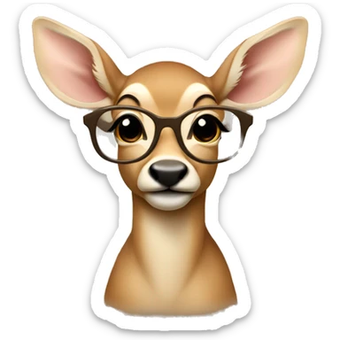 fawn with translucent beige round glasses sticker