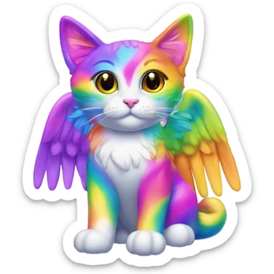 Lisa frank rainbow cat with angel wings sticker