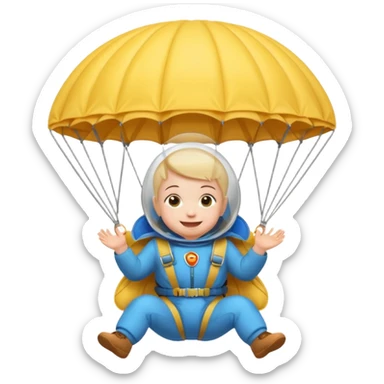 Skydiving baby with parachute and UFO sticker