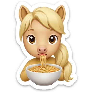 blonde pony eating noodle sticker