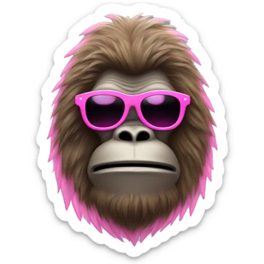 Bigfoot with pink sunglasses sticker