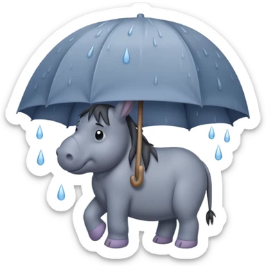 Eeyore under a rain cloud sticker