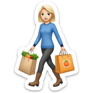 Una donna con gli stivaletti che va a fare la spesa sticker