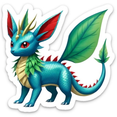 Salandit-Leafeon-Vaporeon-Salamence-hybrid-fusion (full body) sticker