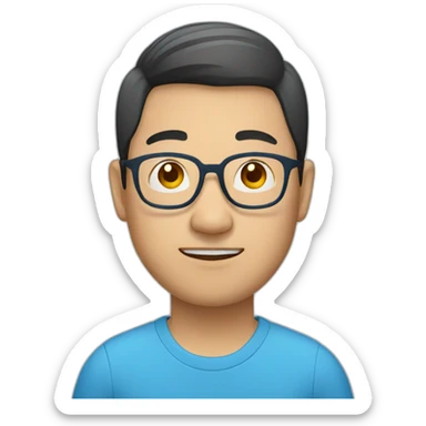 Chinese man with glasses and blue shirt sticker