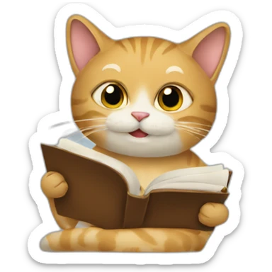 cat writting a report sticker