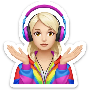 Russian rave artist with headphones and colorful outfit performing sticker