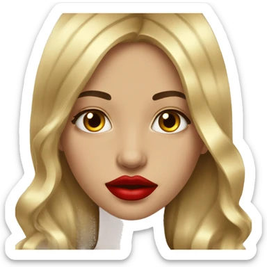 Beautiful girl gold hear and red lips sticker